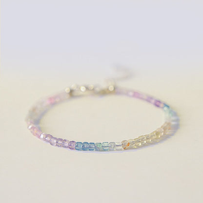 Bracelet extra fin en petite tourmaline arc-en-ciel de 2 mm