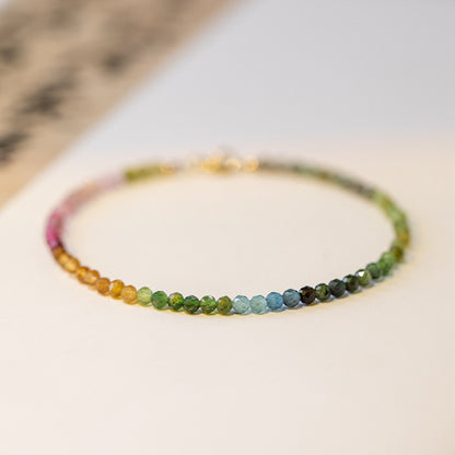 Extra Fine 2mm Rainbow Small Tourmaline Bracelet