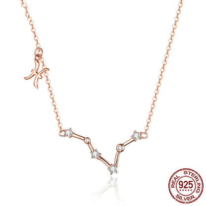 Collier Zodiaque Or Rose en Argent Sterling