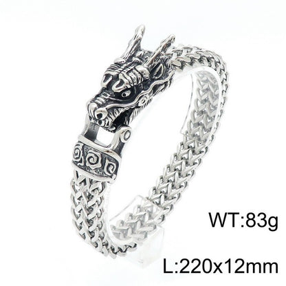 Titanium Steel Punk Style Wolf Head Bracelet