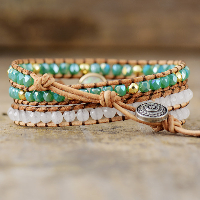 Synthetic Opal Crystal 3-layer Wrap Bracelet