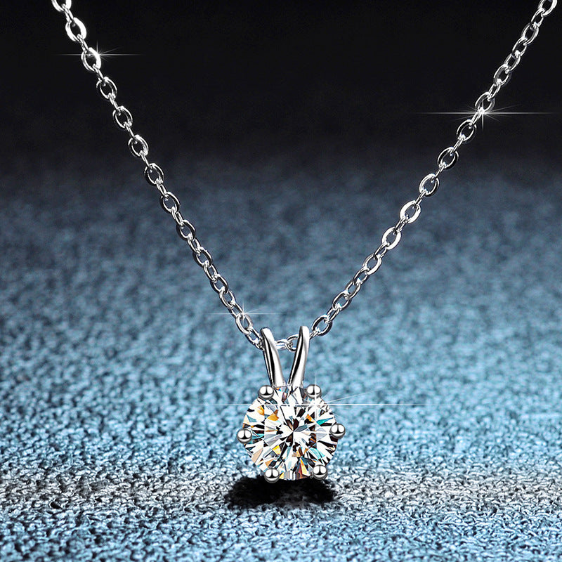 Collier moissanite 1 carat en argent sterling