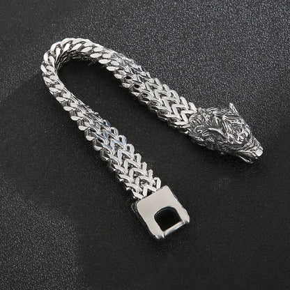 Titanium Steel Punk Style Wolf Head Bracelet