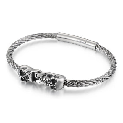 Skull Steel Wire Rope Bracelet