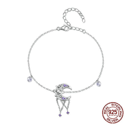 Bracelet attrape-rêves lune en argent sterling