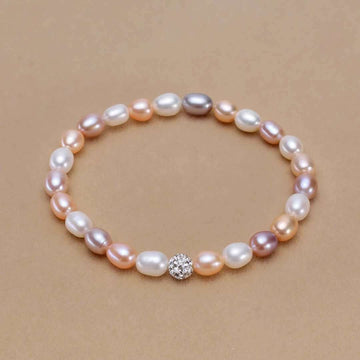 Bracelet de perles d'eau douce naturelles en zircone cubique