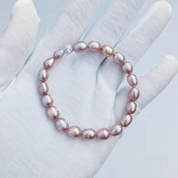 Bracelet de perles d'eau douce naturelles en zircone cubique