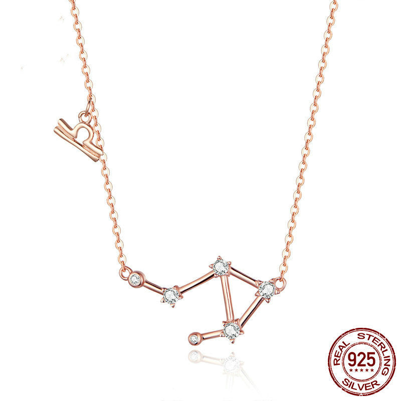 Rose Gold Zodiac Necklace in Sterling Silver