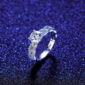 Bague en argent tissé Moissanite 1 Carat