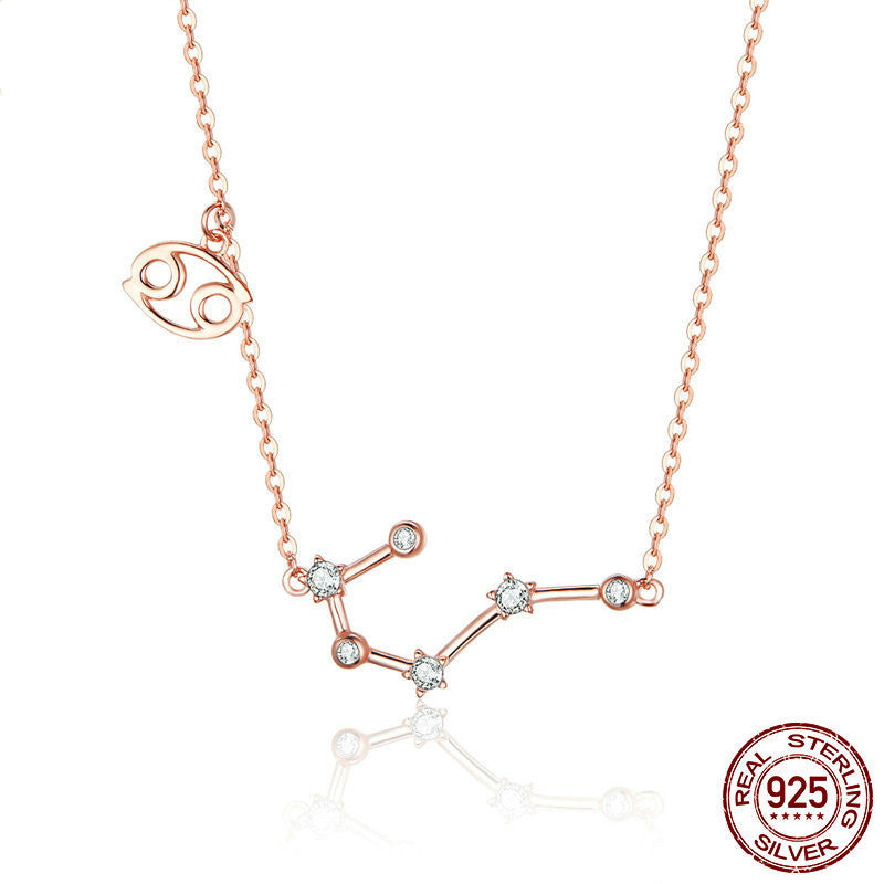 Rose Gold Zodiac Necklace in Sterling Silver