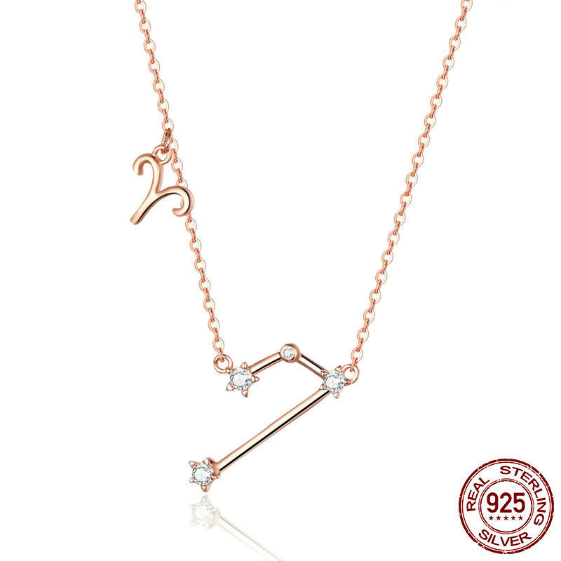 Rose Gold Zodiac Necklace in Sterling Silver