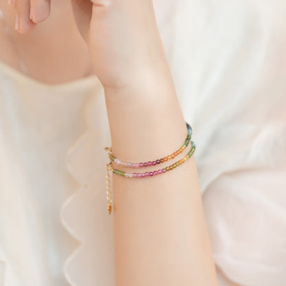 Extra Fine 2mm Rainbow Small Tourmaline Bracelet