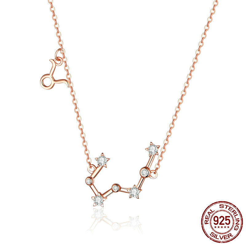 Rose Gold Zodiac Necklace in Sterling Silver